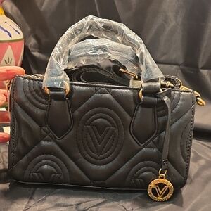 Valentino Orlandi Black Quilted Crossbody Bag